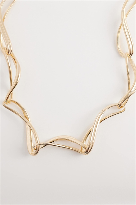 Короткое колье с закрученными звеньями цепочки артикул 154706721