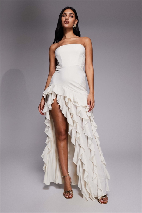 Макси-платье без бретелек с оборками от Diletta артикул 155444503