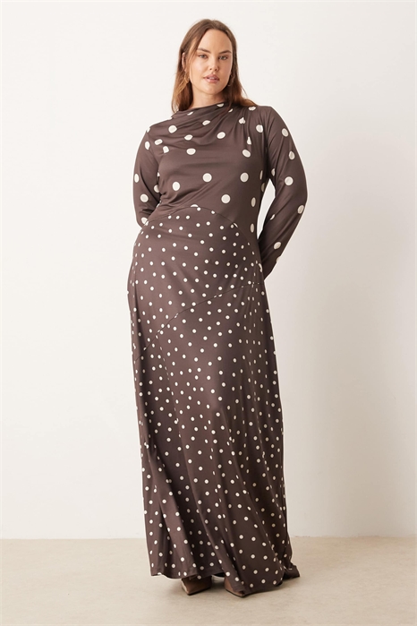 Макси-платье с длинными рукавами, с эффектом «слинки» и принтом артикул 151417843