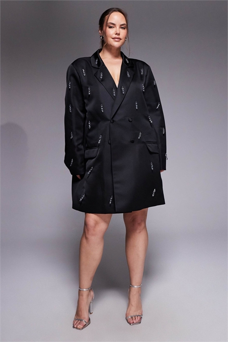 Платье-блейзер свободного кроя с бахромой из бисера артикул 149145148