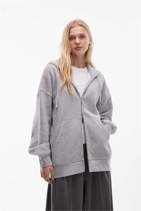 Толстовка с капюшоном из плотной ткани на молнии артикул 154692560