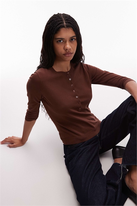 Футболка-хенли из чистого хлопка с длинными рукавами и ребристой вязкой артикул 149244912