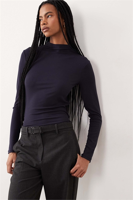Футболка с высоким воротником и длинными рукавами артикул 154263482