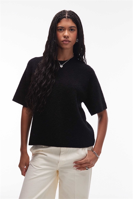 Свитер с короткими рукавами из смеси альпаки и шерсти артикул 149820935