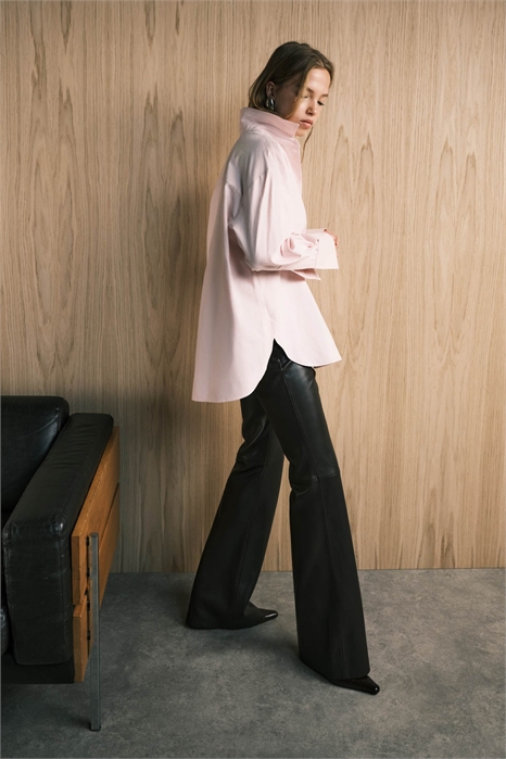 Брюки-клёш из искусственной кожи артикул 151637602