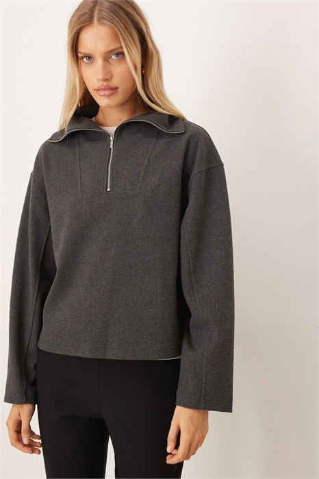 Толстовка с воротником-воронкой и полузастежкой-молнией артикул 154263514