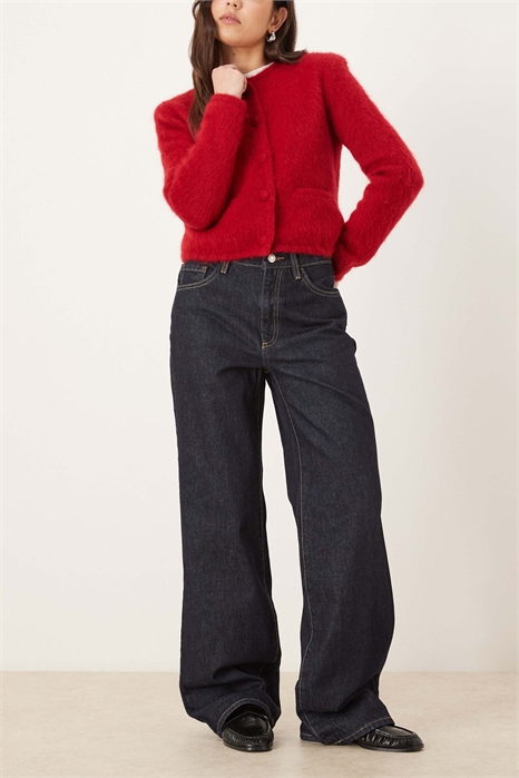 Джинсы «Данила» из 100% хлопка с прямым кроем и необработанным краем артикул 154236267