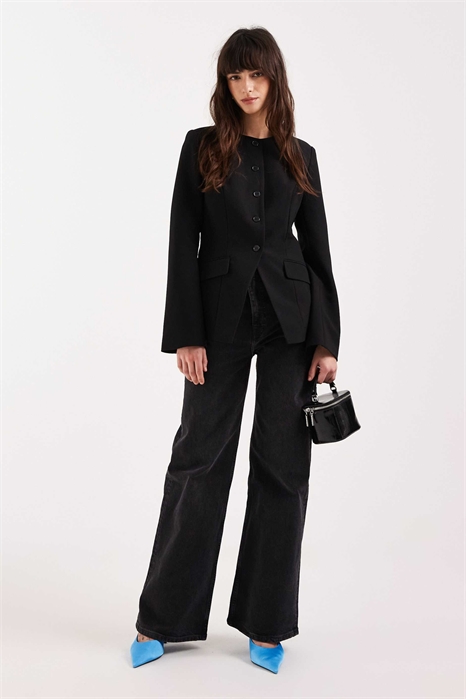 Джинсы средней посадки с широкими брючинами артикул 152902335