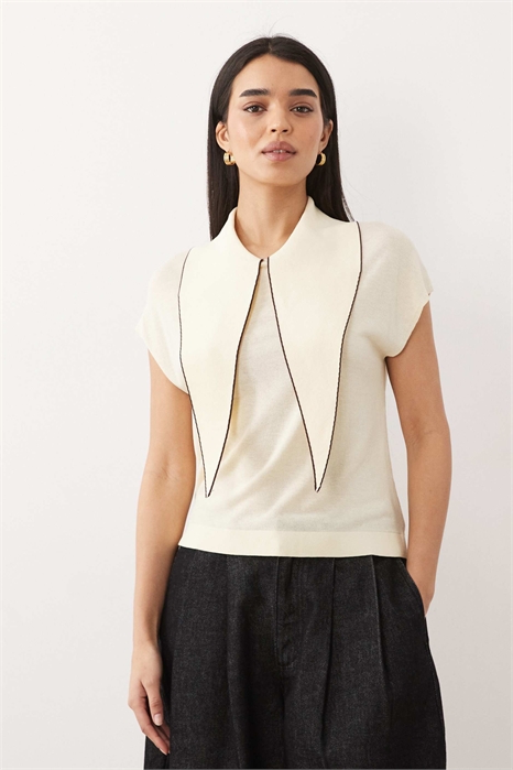 Трикотажный топ с короткими рукавами и завязками артикул 155128954