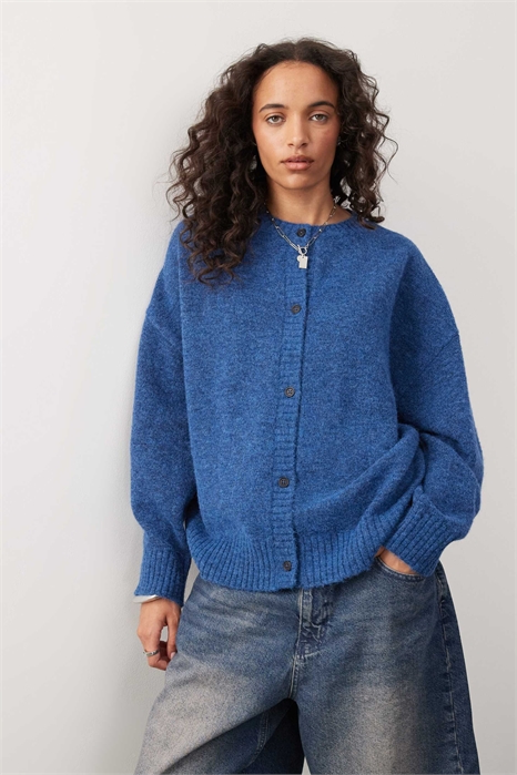 Кардиган свободного кроя с круглым вырезом артикул 146143758