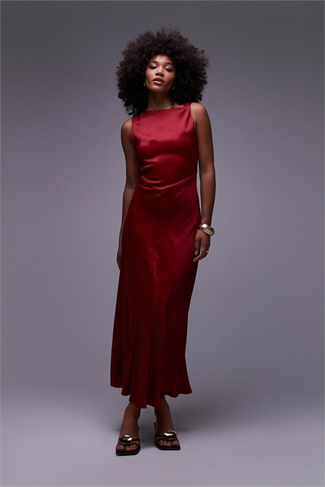 Платье средней длины из атласного крепа с драпированным вырезом артикул 150205085