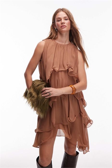 Легкое мини-платье из шифона артикул 150781071