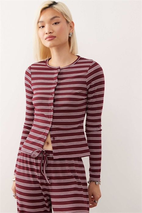 Кардиган с ребристой вязкой артикул 150389970