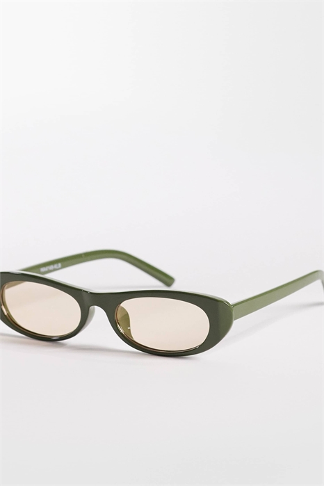 Эксклюзивные солнцезащитные очки с тонкой овальной оправой и линзами цвета «тан» артикул 153150560