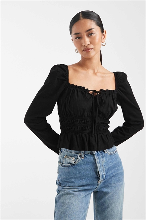 Топ с длинными рукавами в стиле «молочница» артикул 151485588