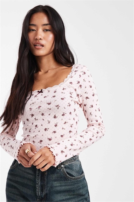 Топ с квадратным вырезом из ткани «пойнтелл» артикул 147968752