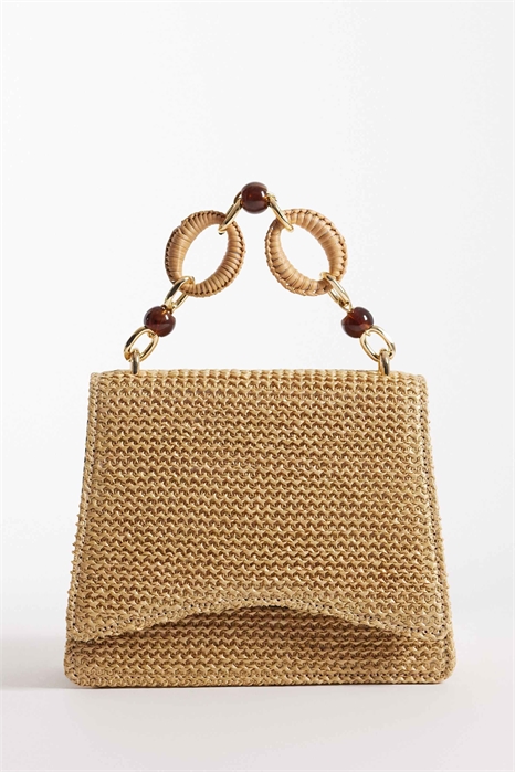 Сумка через плечо из соломы с ручкой из смолы и съемным ремнем через плечо артикул 153575175
