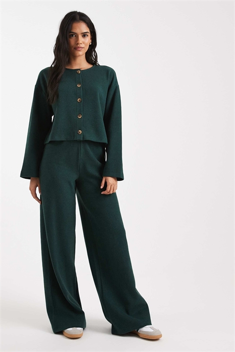 Брюки с мягкой ребристой отделкой и широкими брючинами артикул 153565342