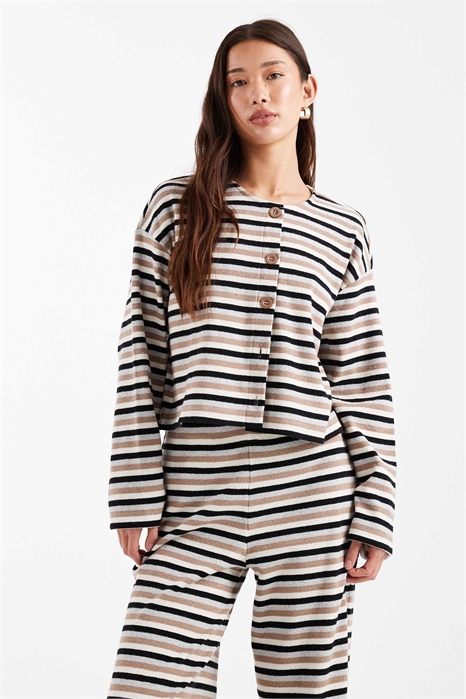 Кардиган из ткани «стрип» с ворсованной ребристой фактурой co-ord артикул 152666823