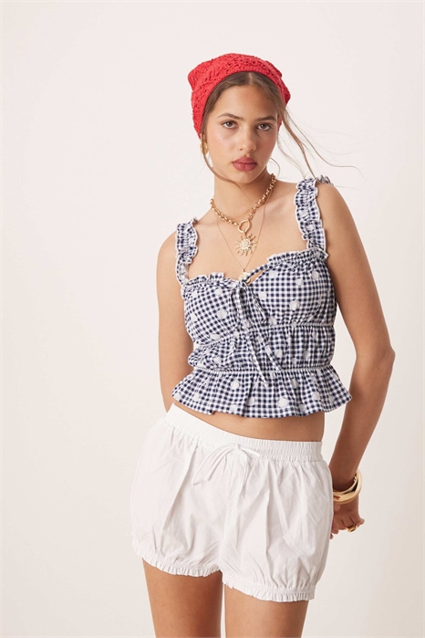 Топ с драпировкой и завязками спереди артикул 143962006