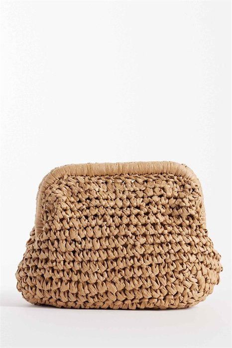 Сумка-клатч с соломенной оправой, связанная вручную крючком, со съемным ремнем через плечо артикул 152429811