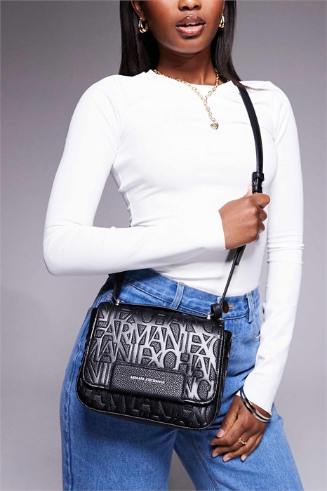 Сумка через плечо с логотипом по всей поверхности артикул 148915325