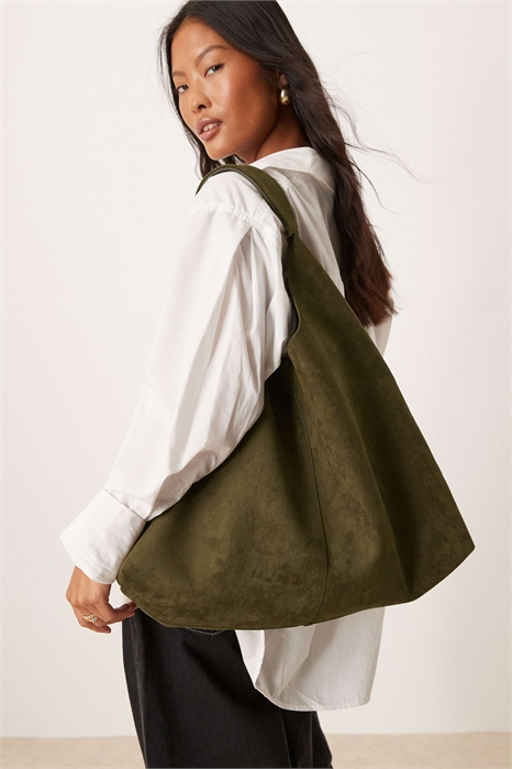 Сумка-тоут из искусственной замши с закругленным верхом артикул 141243817