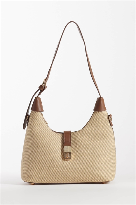 Плетеная сумка через плечо из рафии с элементами из искусственной кожи артикул 151096026