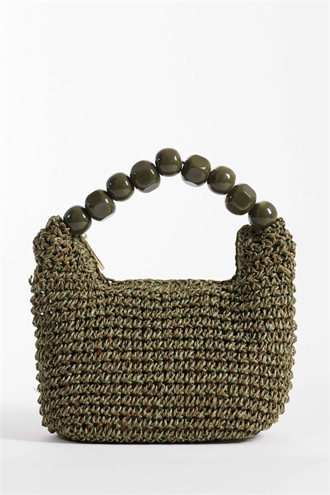 Сумка-клатч из соломы с ручкой в виде шарика из смолы артикул 152429805