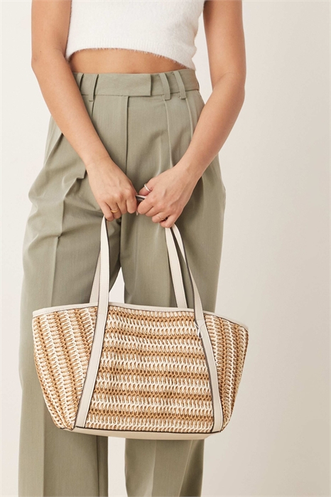 Сумка через плечо с комбинированной тканью артикул 141379263