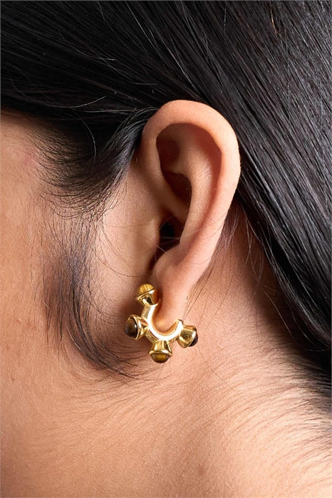 Серьги-кольца Piper из нержавеющей стали с камнями артикул 149852799