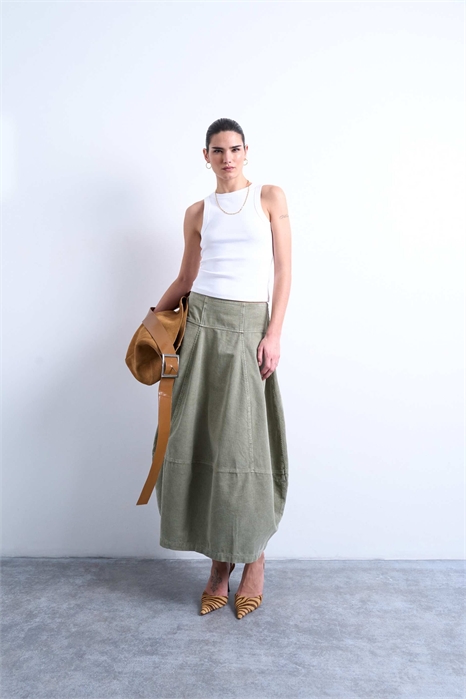 Макси-юбка из ткани с швами артикул 154158508