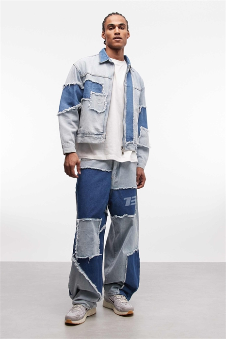 Джинсы свободного кроя с эффектом потертости, сшитые из отдельных деталей co-ord артикул 155177620