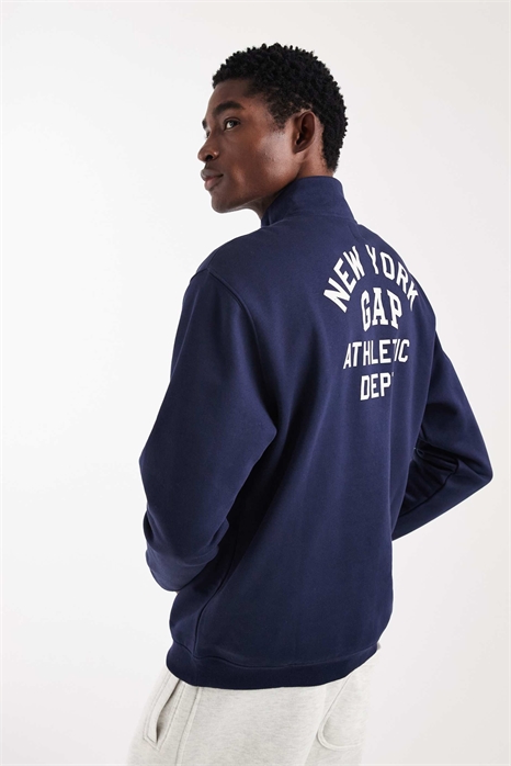 Свитшот с принтом «Нью-Йорк» и застежкой-молнией на 1/4 артикул 151786315