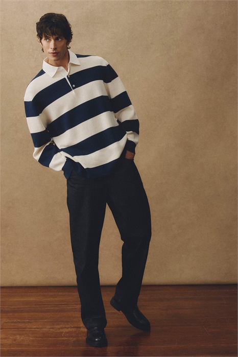 Полурубашка в поло с широкими полосками, очень большого размера и плотной ткани артикул 154234388