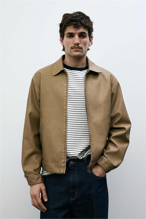 Куртка из искусственной кожи с эффектом потертости артикул 156236755