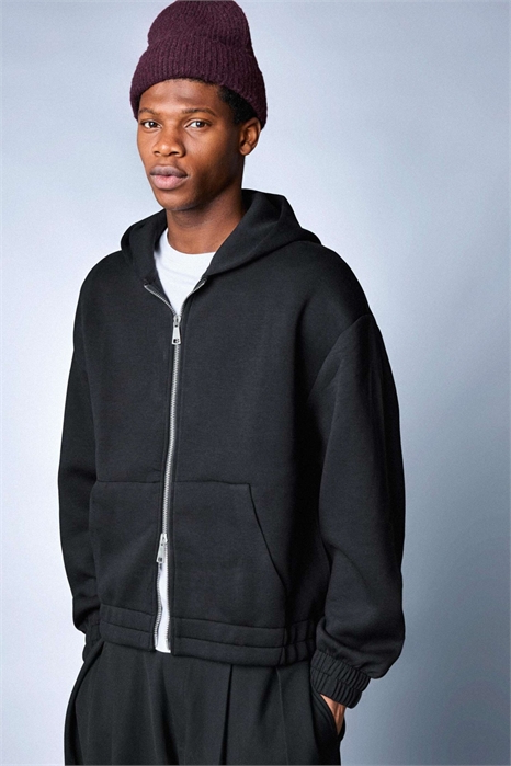 Худи на молнии с эффектом неопрена артикул 154896036