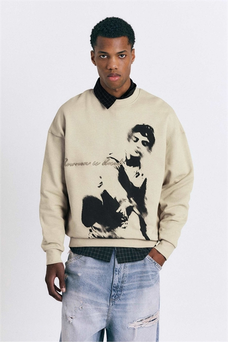 Свитшот с круглым вырезом и принтом артикул 155764341