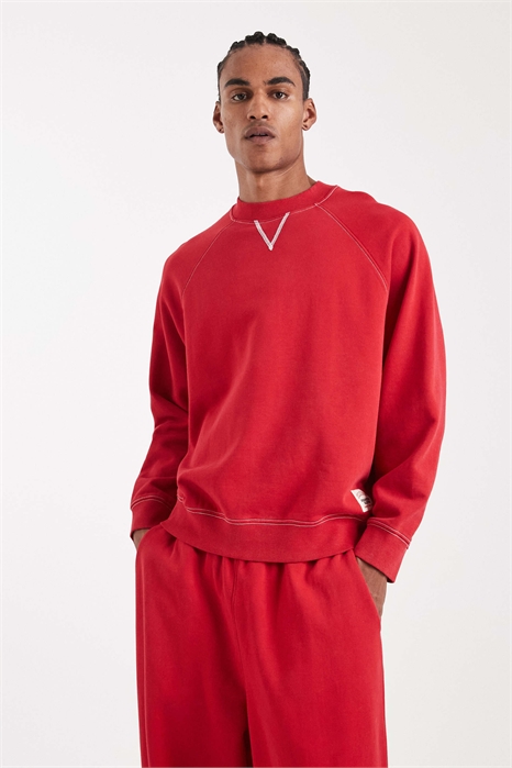 Коллекция Circular Design: толстовка свободного кроя из плотной ткани, вымытого красного цвета — БУРГУНДСКИЙ артикул 148846780