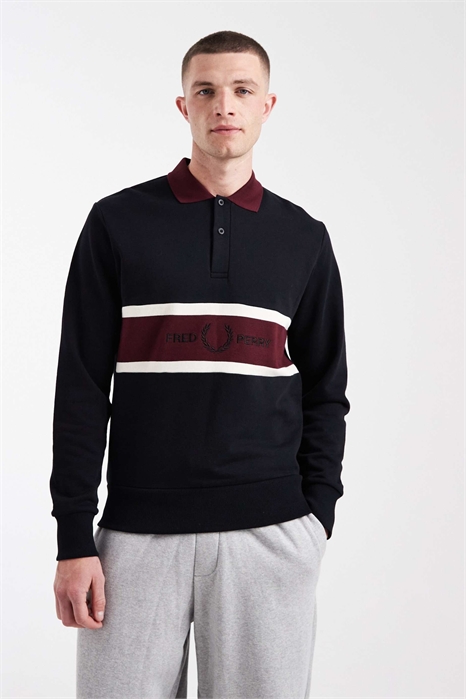 Свитшот-поло с вышитым логотипом на вставке артикул 154716269