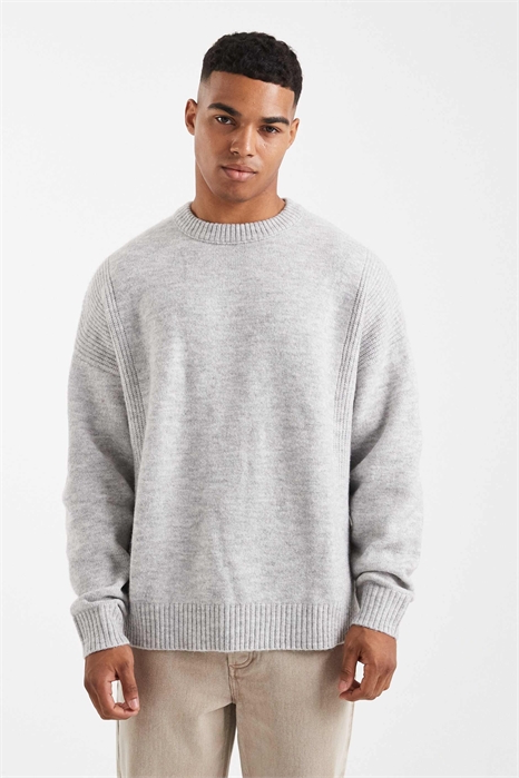 Свитер с вставками из вязаного ребристого полотна большого размера артикул 149426824