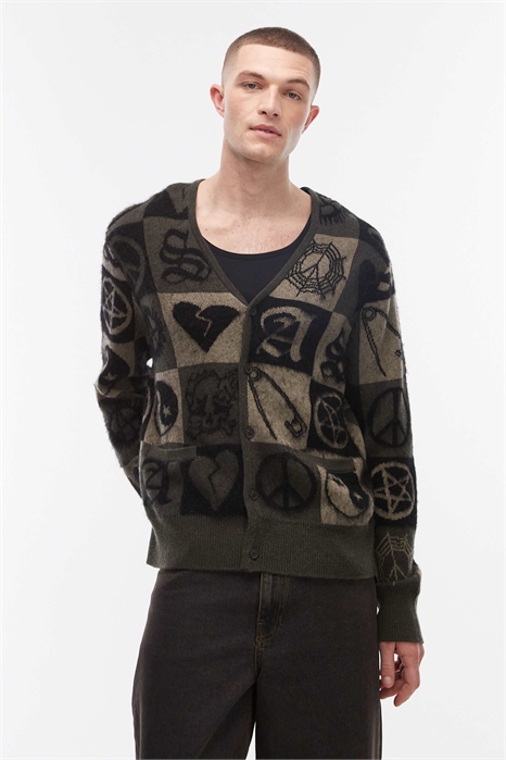Вязаный кардиган с графическим логотипом «Travis Peace» артикул 154893622