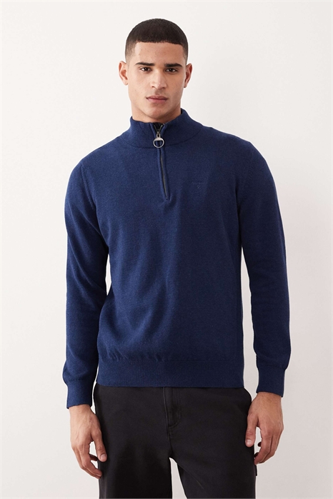Трикотажный свитер из хлопка с полузастежкой-молнией артикул 153116554