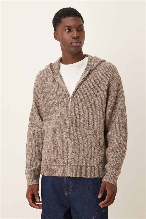 Свитер с капюшоном из ребристой вязки на молнии артикул 151967635