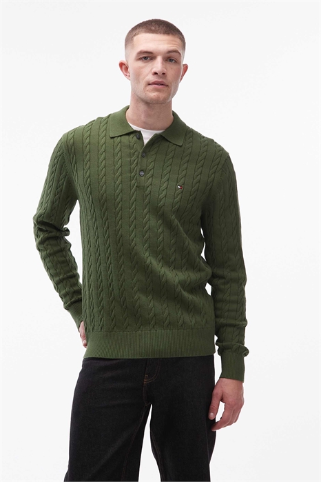 Поло с длинными рукавами в косой вязке артикул 151484319