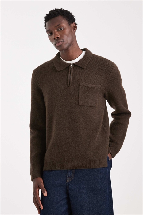 Свитер-поло из трикотажа с четвертью молнии артикул 151527746