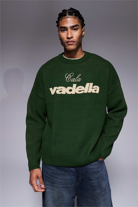 Свитер свободного кроя с круглым вырезом и принтом «Ваделла» артикул 149429962