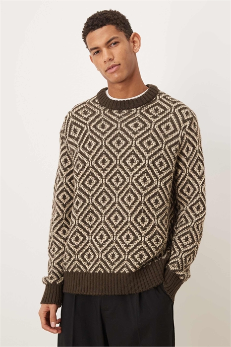 Свитер из трикотажа с содержанием шерсти и геометрическим принтом артикул 150785702