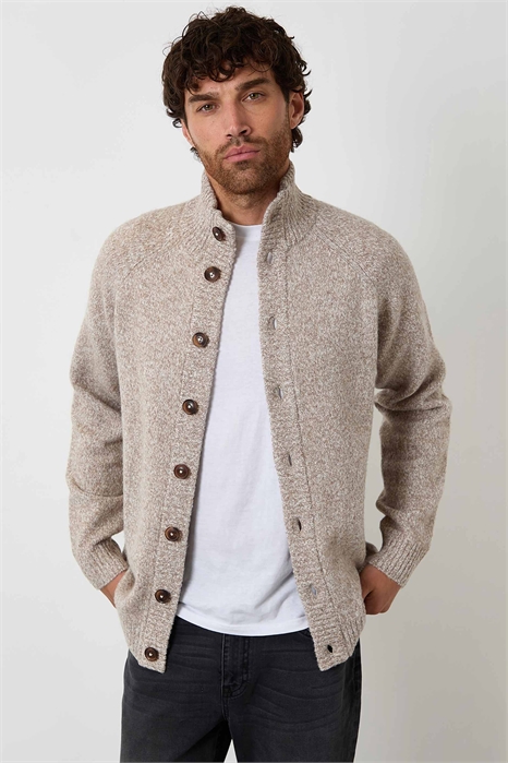 Вязаный кардиган с воротником-воронкой и пуговицами, с добавлением шерсти артикул 154221357