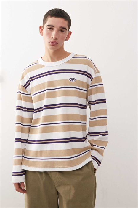 Футболка с полосками и длинными рукавами артикул 148844463